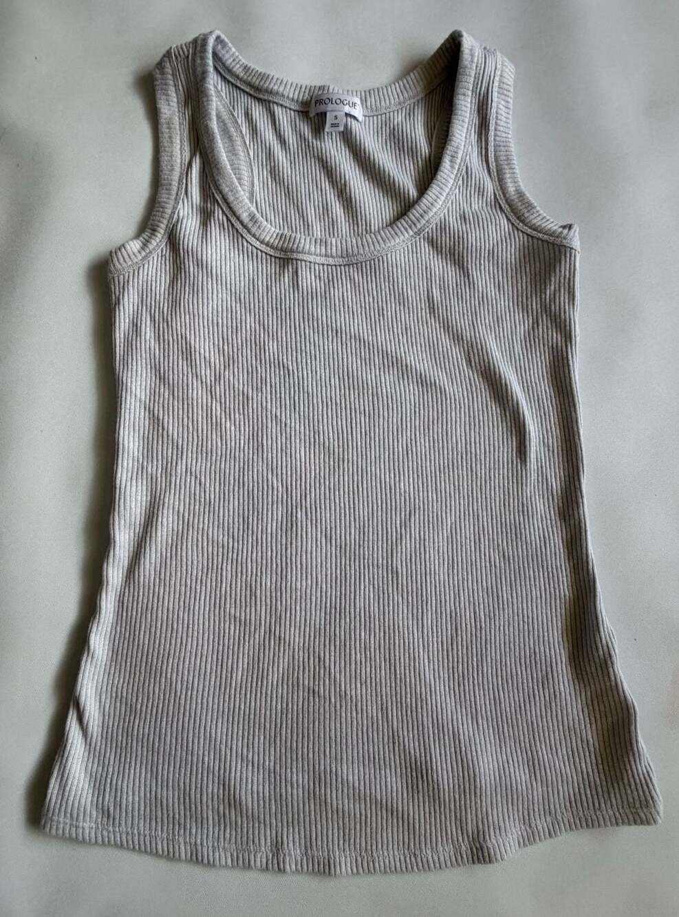 Prologue Women's Gray Ribbed Knit Tank Top Size S knit sleeveless scoop